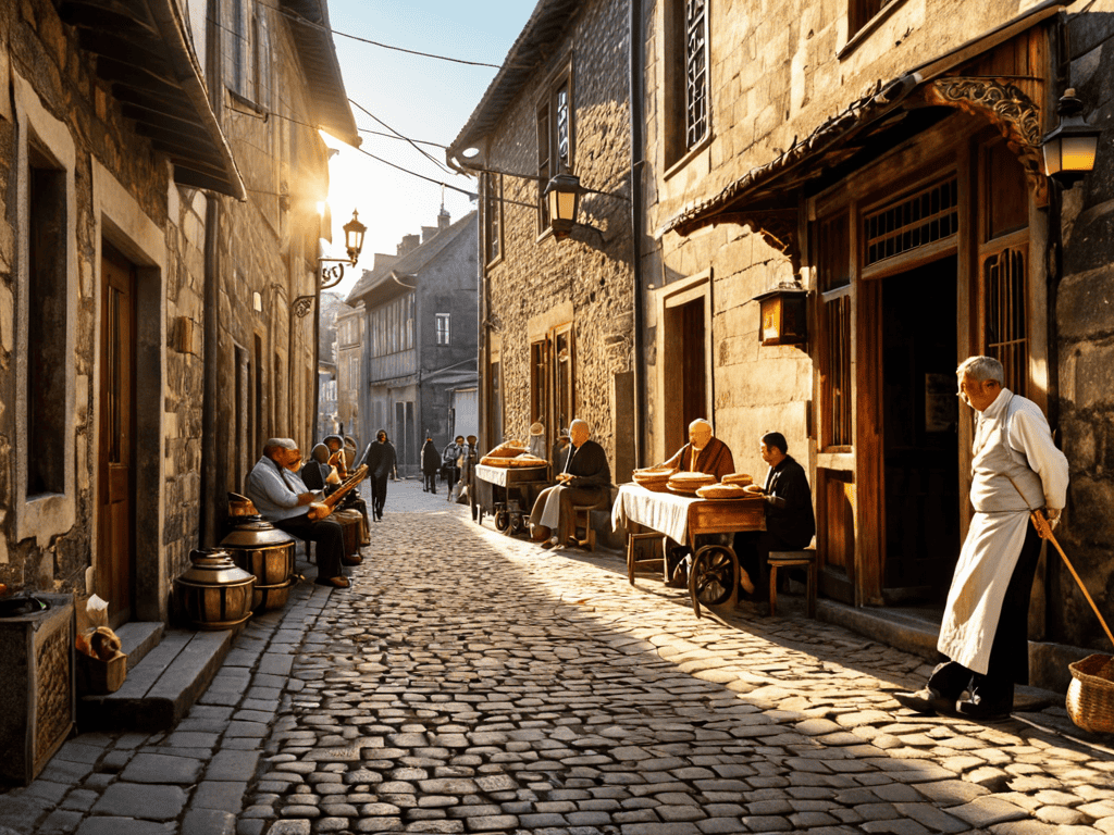 Embracing Historical Travel old town scene