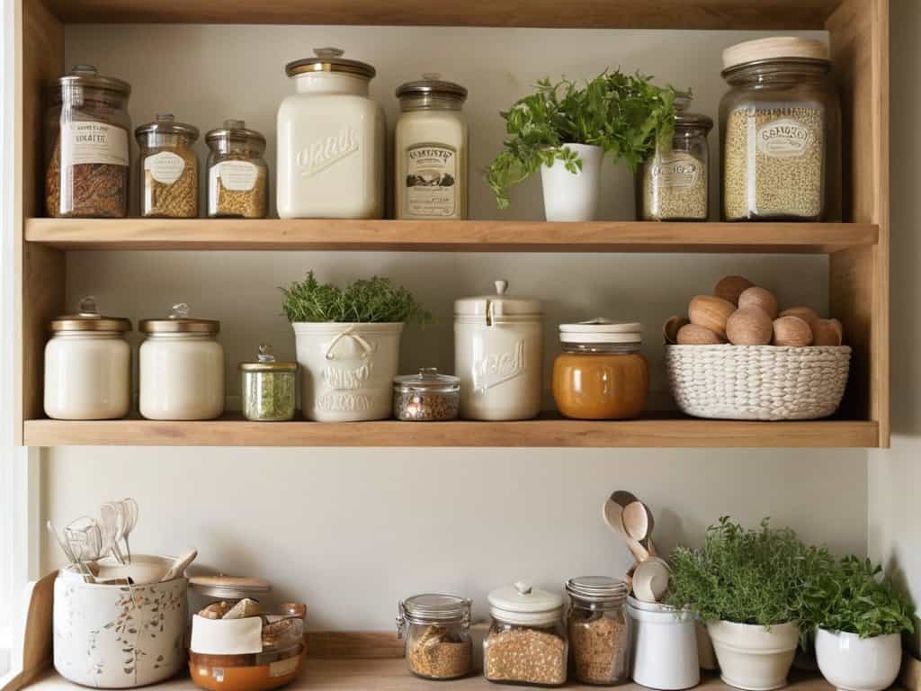 Organizing a small pantry with aesthetic