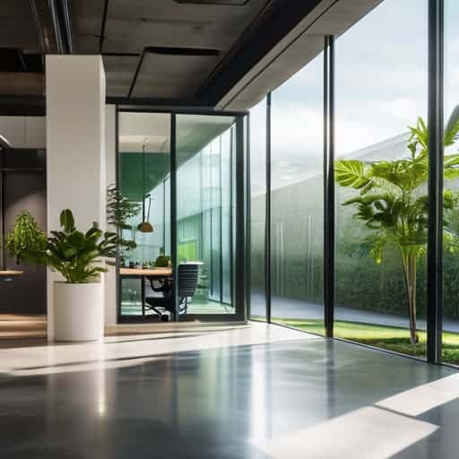 Electrochromic privacy partitions for instant room division.